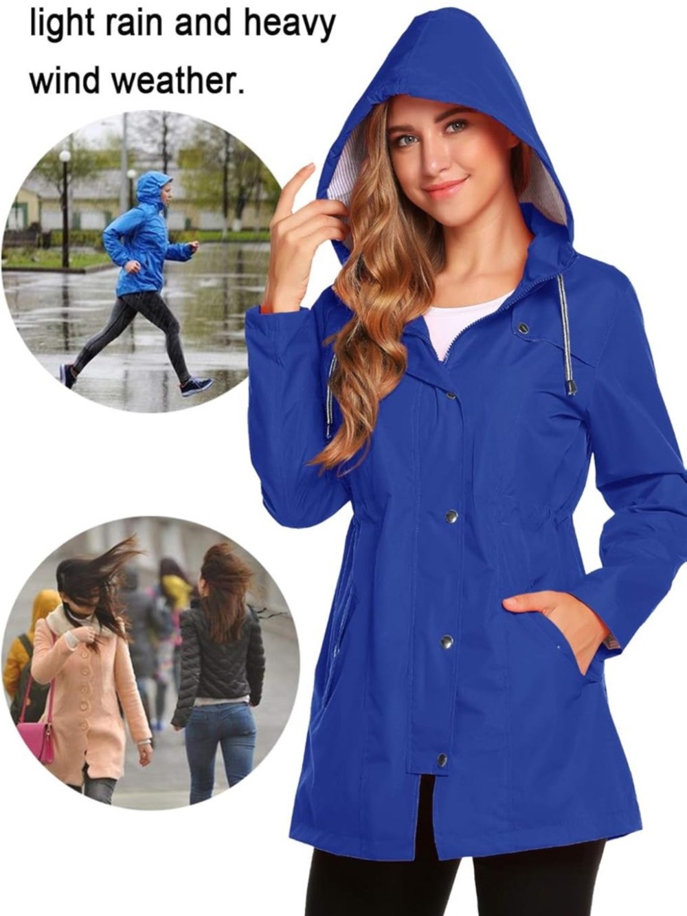 ZHENWEI Womens Lightweight Hooded Waterproof Active Outdoor Rain Jacket Size M - Picture 3 of 10